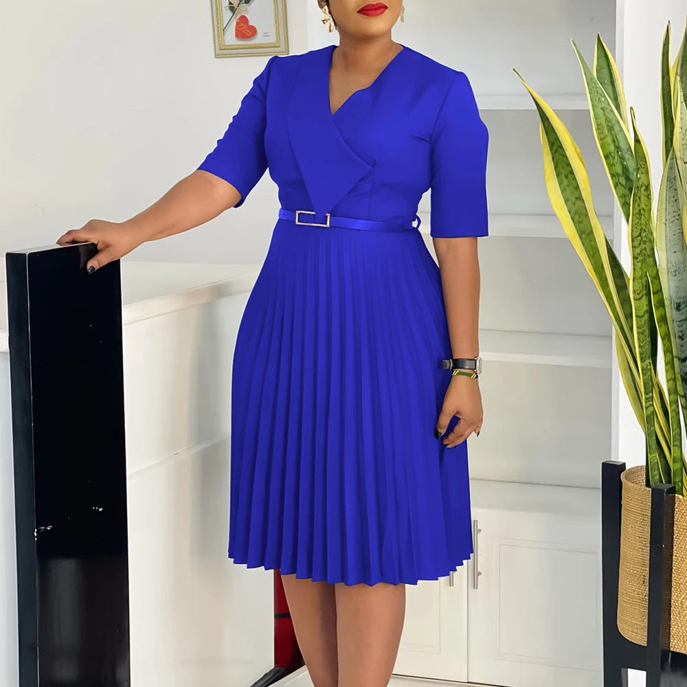 A-Line Pleated  Midi Dress