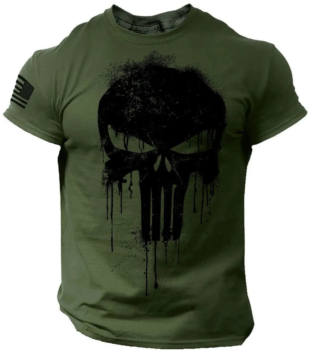 3D Print Patriotic Skull Dropped T Shirt