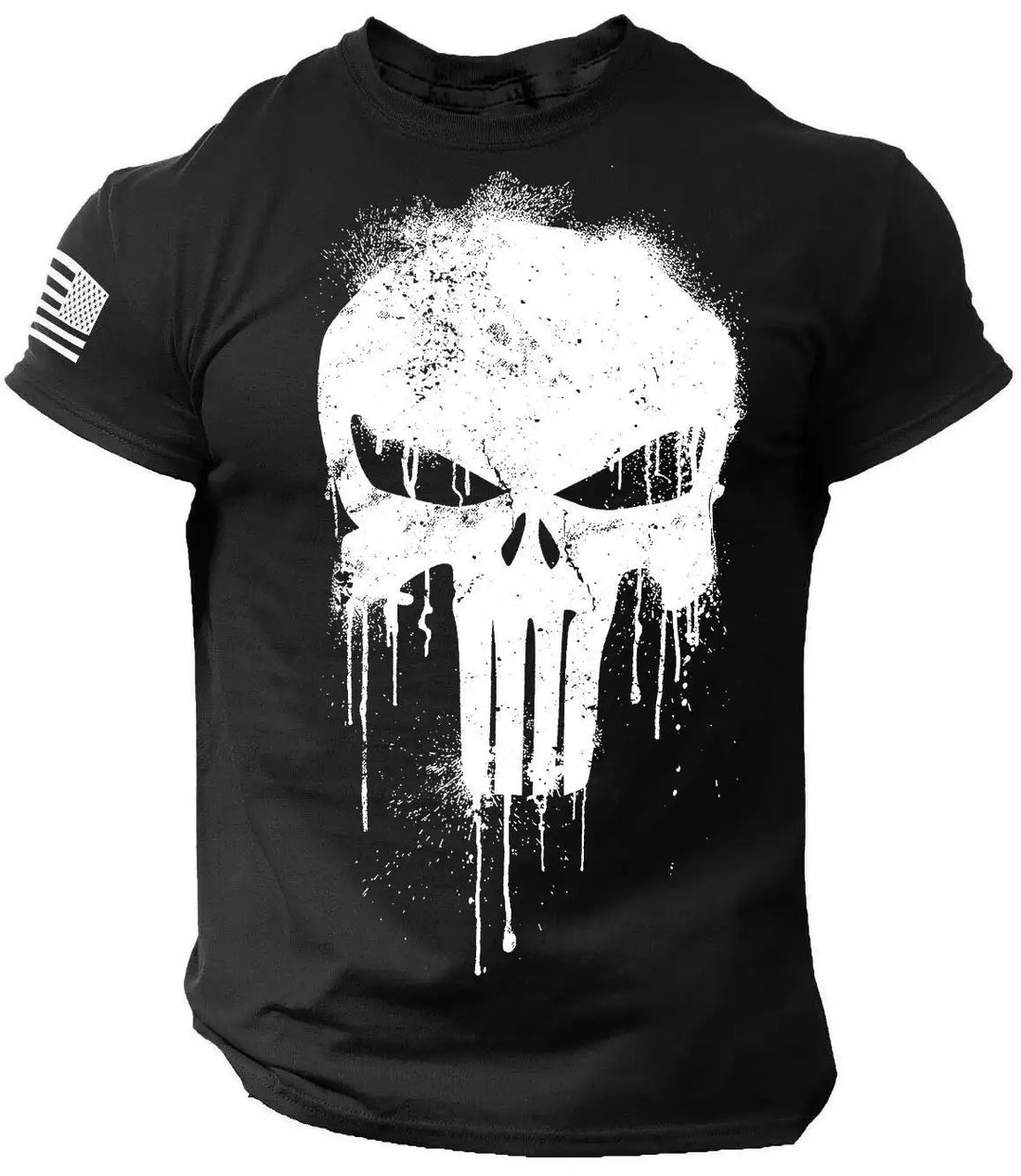 3D Print Patriotic Skull Dropped T Shirt