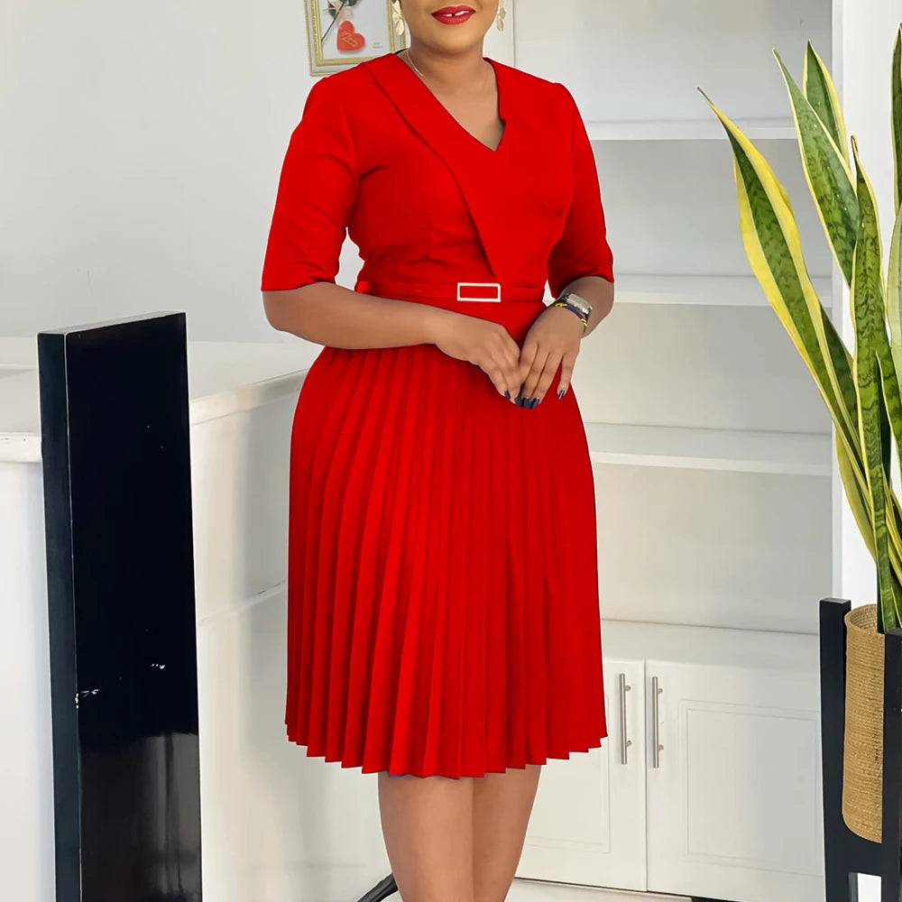 A-Line Pleated  Midi Dress