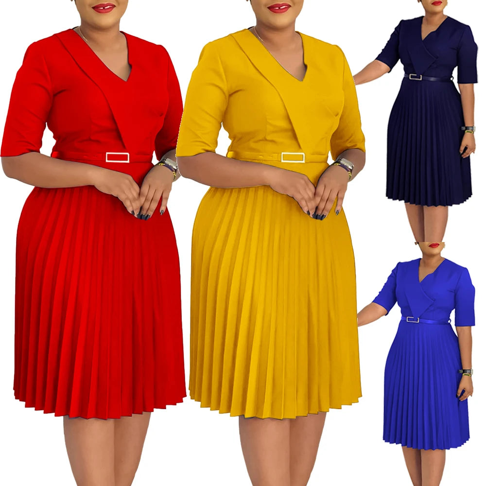 A-Line Pleated  Midi Dress