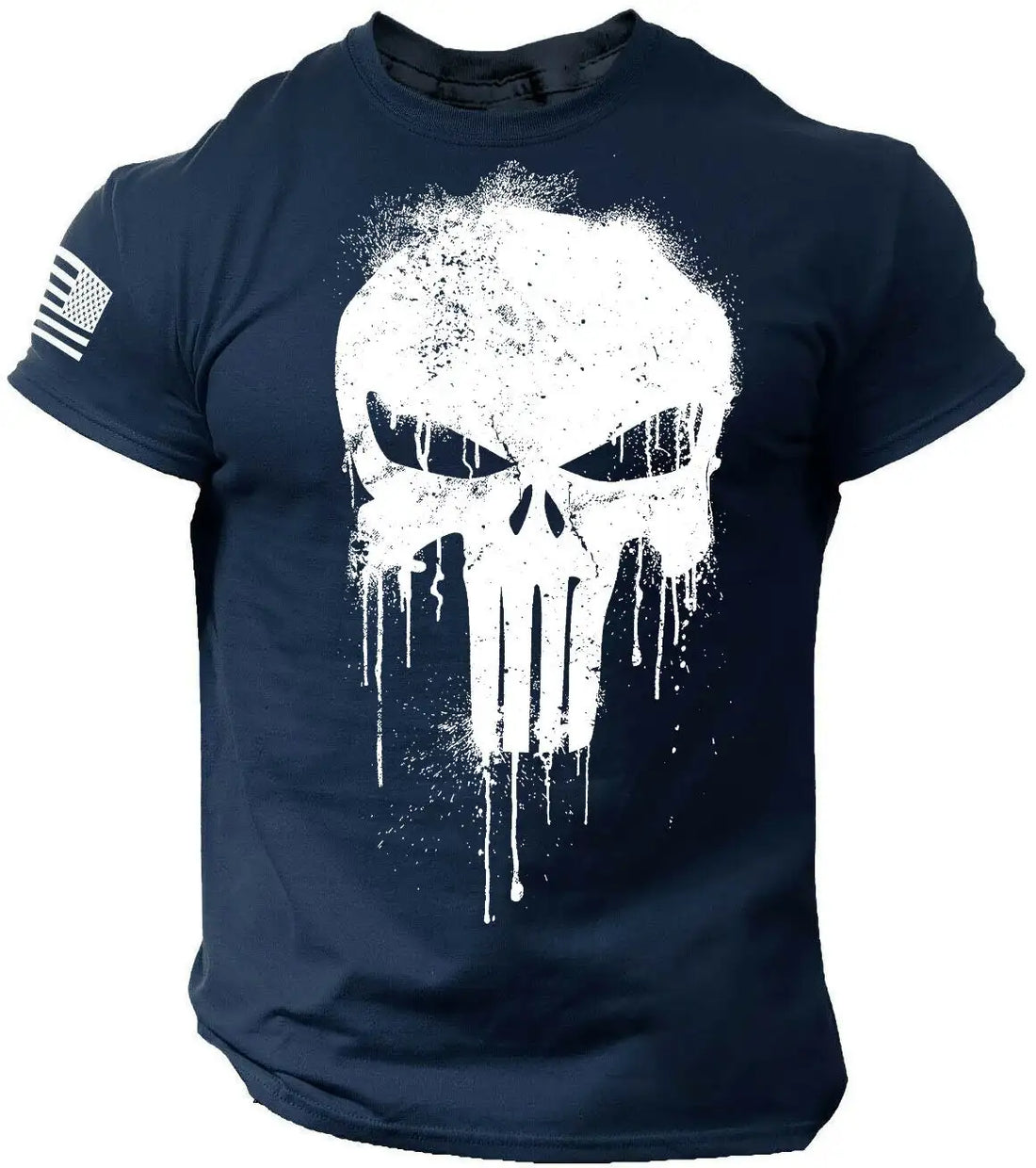 3D Print Patriotic Skull Dropped T Shirt