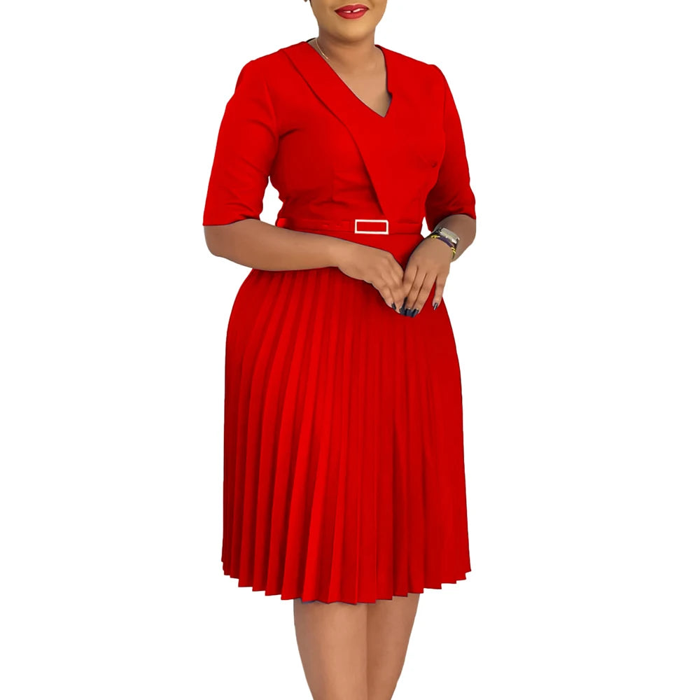 A-Line Pleated  Midi Dress