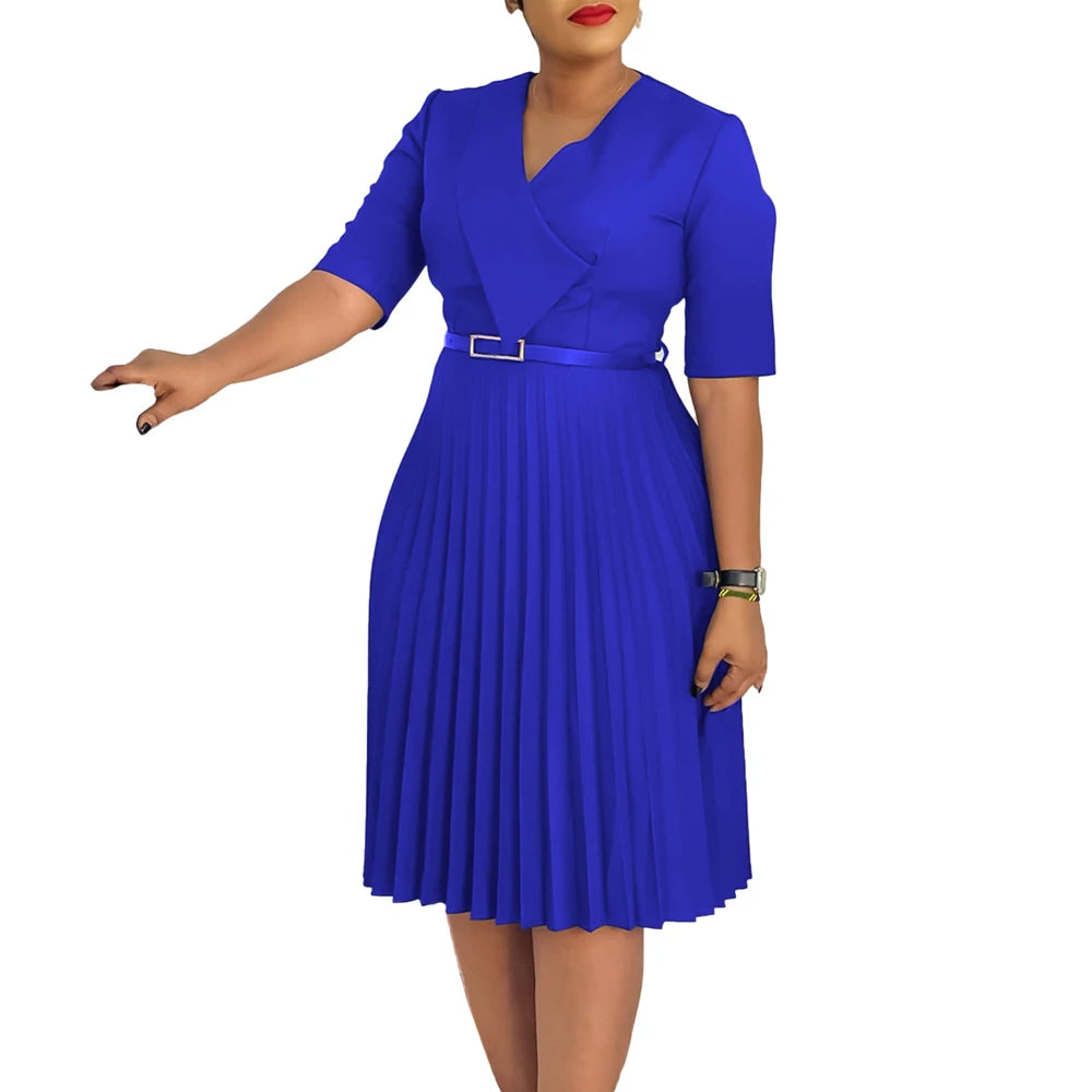 A-Line Pleated  Midi Dress