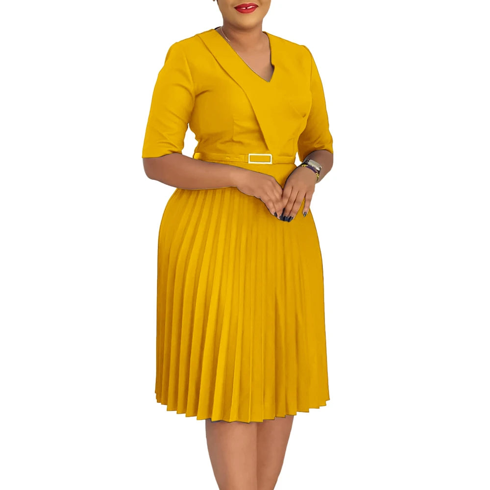 A-Line Pleated  Midi Dress