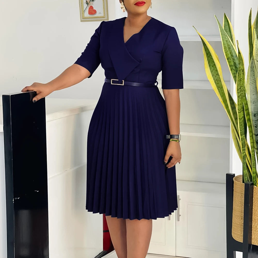 A-Line Pleated  Midi Dress