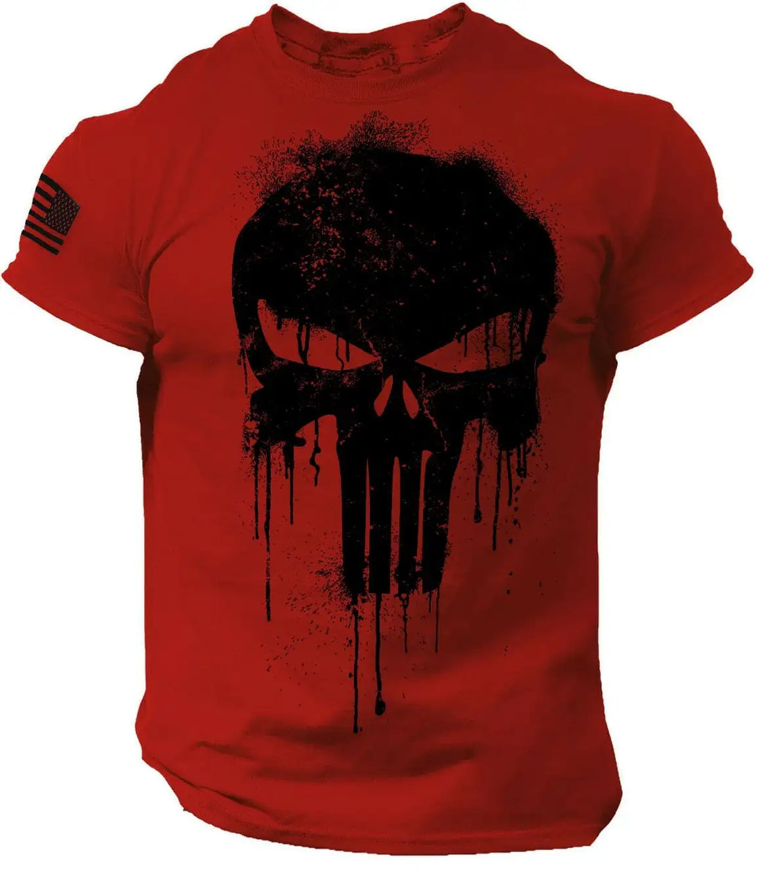 3D Print Patriotic Skull Dropped T Shirt